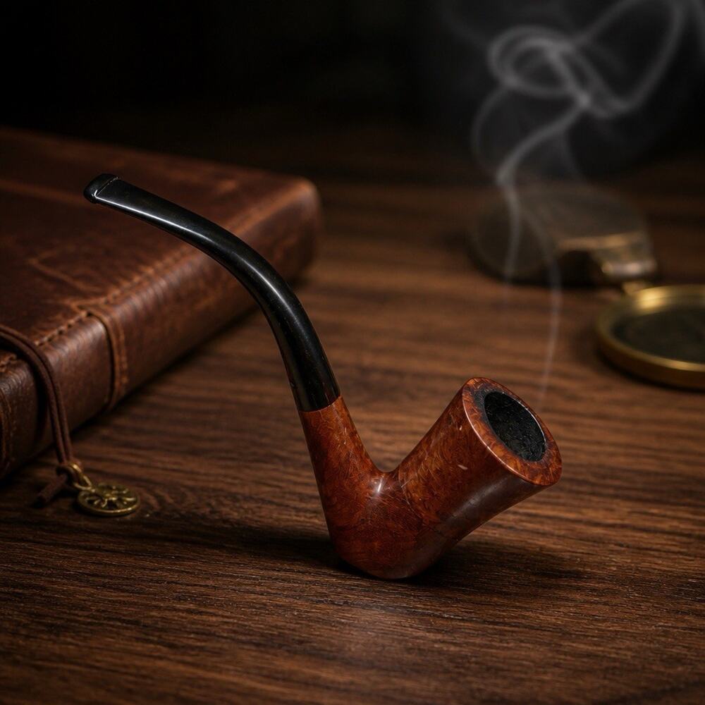 Algerian Briar Tobacco Estate Pipe Edward Wood Base Curved Mouth France